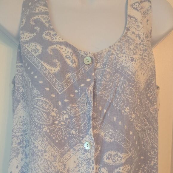 Elegant Blue And White Paisley Button Up Maxi Dress - Picture 2 of 3